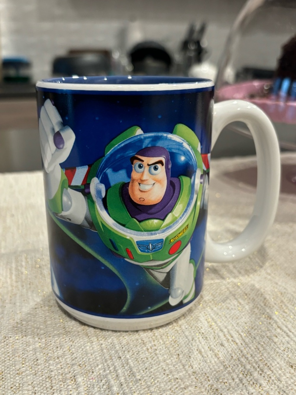 Buzz Lightyear Disney Store Toy Story Pixar Coffee Mug , Blue With White EUC